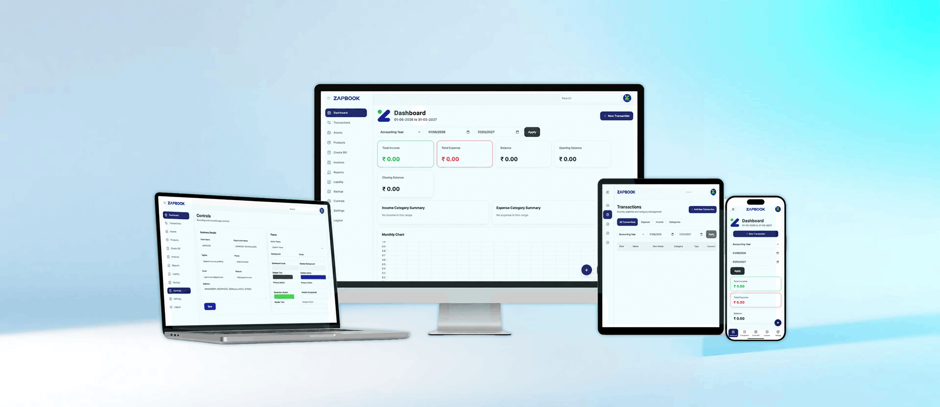 ZAPBOOK on mobile, tablet and desktop — multi-device banner placeholder